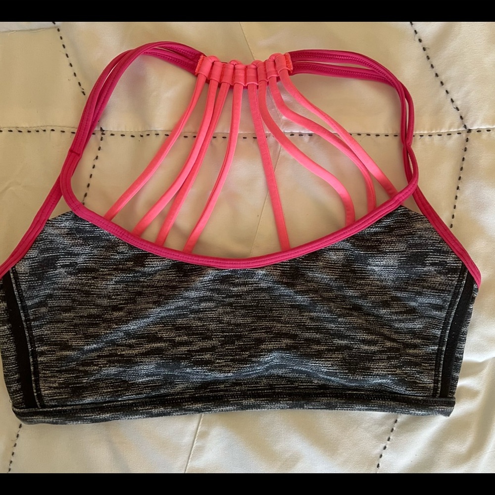 Lululemon black Heather gray and pink bra